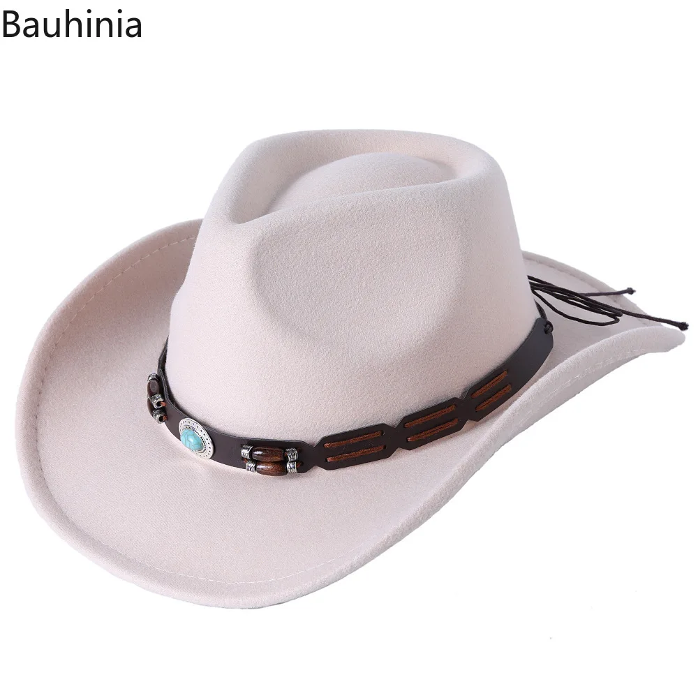 Yüksek Kalite Vintage Yün Batı kovboy şapkası Erkekler Kadınlar İçin Beyefendi Cowgirl Caz Kap Tatil Kostüm Partisi Şapka 2
