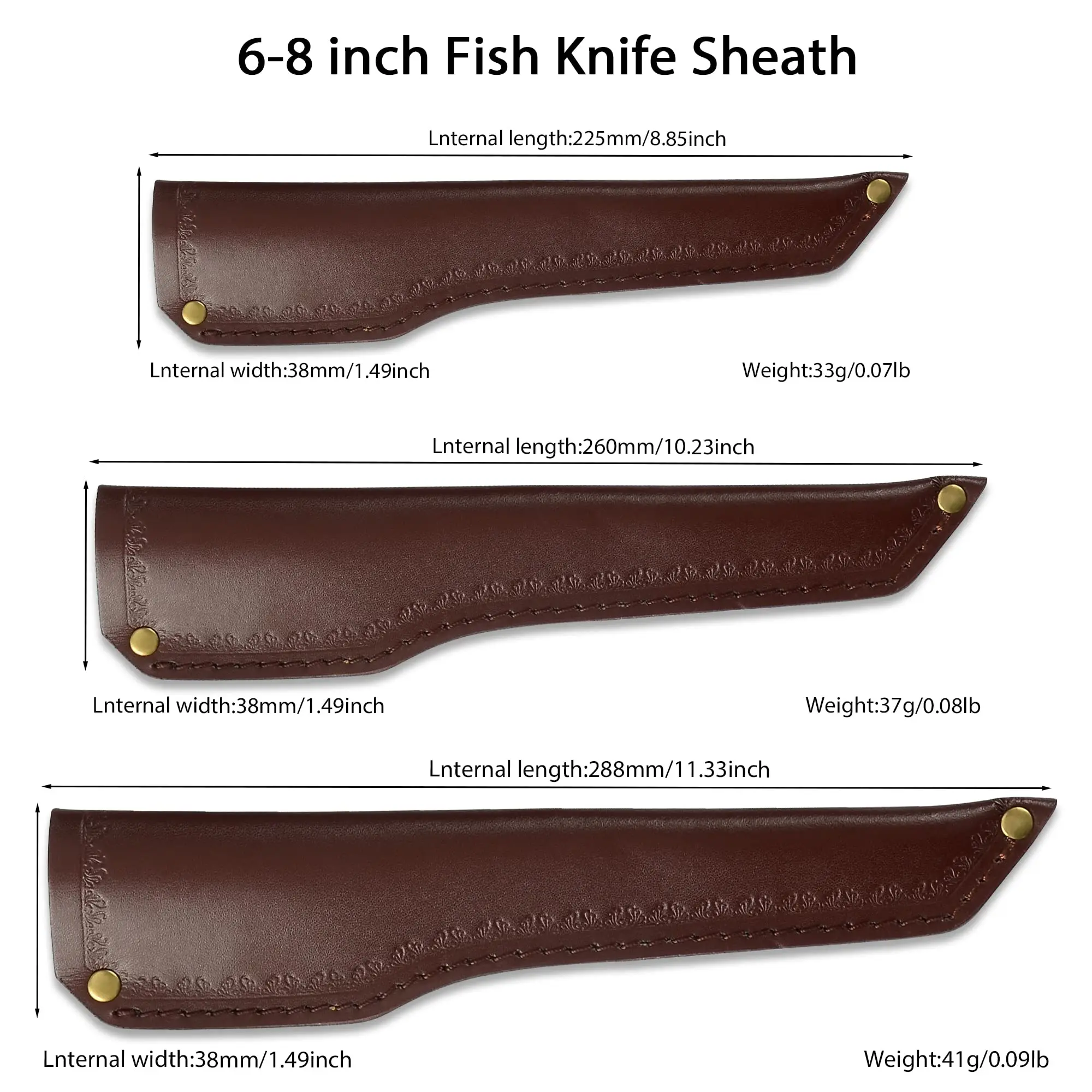 XYj Deri Bıçak Kılıfı İçin 6 7 8 İnç Balık Fileto Bıçakları Kenar Muhafızları Koruyucu Kemer Döngü İle Bıçak Kılıfı Taşıma Kollu 3