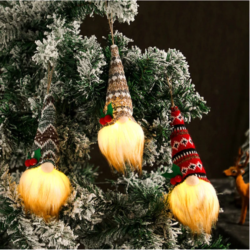 Noel süsler Noel ağacı kolye küçük asılı örme aydınlık meçhul bebek bebek cüce 4