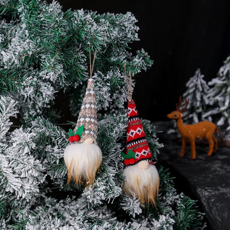Noel süsler Noel ağacı kolye küçük asılı örme aydınlık meçhul bebek bebek cüce 5