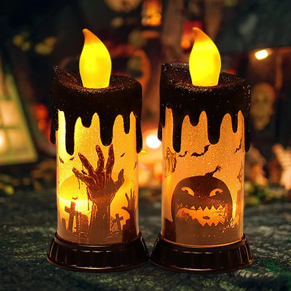 Plastik korku hayalet el alevsiz mumlar çevre dostu mumlar ışıklı lamba ışıldayan Cadılar Bayramı için 5