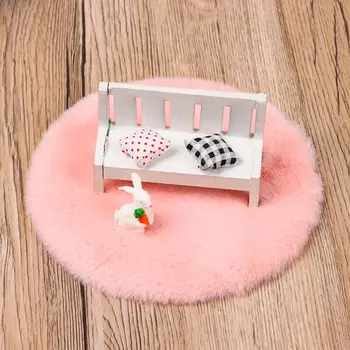 1 / 12 Scale Dollhouse Peluş Halı Aksesuarları Oyuncak Bebek Evi Oyun Minderi Kapsayan Tüylü Halı Mini Bebek Evi Kat Minyatür 