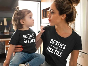 1 adet En İyi Arkadaşlar Besties için Resties Eşleşen T-Shirt Anne ve Ben Kısa Kollu Casual Tişörtleri Moda Aile Bak Kıyafetler