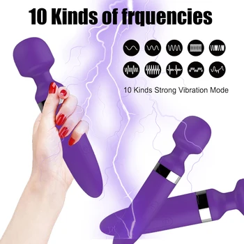 10 modları Güçlü AV Vibratörler Şarj Edilebilir Sihirli Değnek Masajı Klitoris Masajı kadın Mastürbasyon Sessiz Yetişkin Seks Oyuncakları Kadınlar için