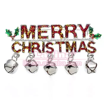 100 adet / grup Ücretsiz Kargo Merry Christmas Mektup Broş Mutlu Tatiller Jingle Bells Noel Noel Broş Pin