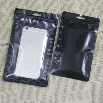 100 adet Sedefli film saydam siyah Kilitli mühür kilitli torba cep telefonu kılıfı takı ambalaj poşetleri büyük plastik kılıf