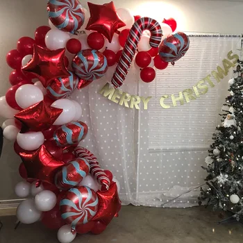 142 adet Merry Christmas Balonlar Garland Kemer Kiti Noel Dekorasyon Ev İçin Kırmızı Balon Merry Christmas Balonlar Noel