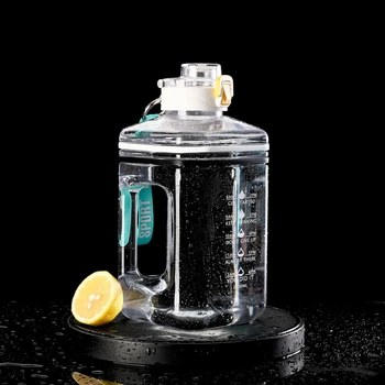 2.2 L Vücut Geliştirme Su Dambıl su şişesi ölçekli taşınabilir kare spor salonu spor itme kapağı su ısıtıcısı kolu ile