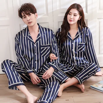 2 ADET Pijama Seti Lüks Rayon Pijama Setleri Çift Pijama Aile Pijama Severler Gece Takım Elbise Erkekler ve Kadınlar Rahat Ev Giysileri