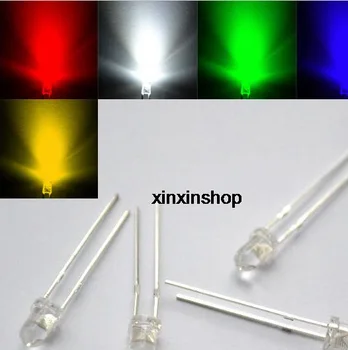 20 adet X 5 renk = 100 adet 3mm beyaz kırmızı sarı mavi yeşil ışık yayan diyot süper parlak ampul Led lamba yeni yuvarlak