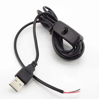 2pin 2M USB Uzatma Kablosu Konektörü güç Kablosu LED cips işık on / off Anahtarı elektrik teli 5V 12V LED şerit Aydınlatma İçin