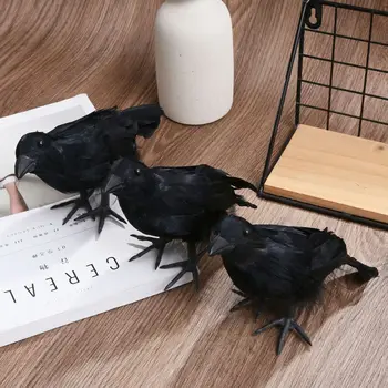 3 adet Simülasyon Siyah Karga Hayvan Modeli Yapay Karga Siyah Kuş Raven Prop Korkunç Dekorasyon İçin Parti Malzemeleri Cadılar Bayramı