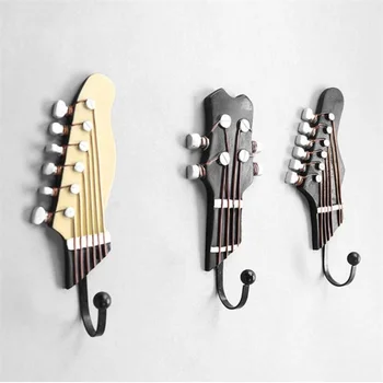3 adet / takım Yaratıcı Reçine Kanca Gitar Kafa Şekilli Askı Anahtar Elbise Ceket Havlu Duvar Tutucu Ev Mutfak Depolama Kanca