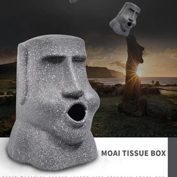 3D Paskalya Adası Moai Kağıt Tutucu Yaratıcı Doku Kutusu Taş Şekil Kağıt Tutucu Sıhhi Kağıt Depolama Bar Banyo Organizatör