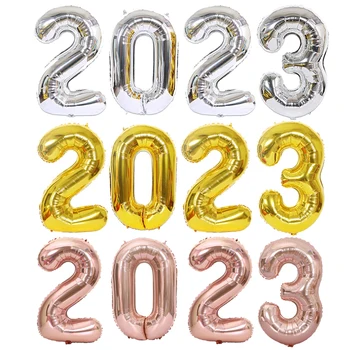 40 inç Büyük 2023 Folyo Balonlar Seti 2023 Numarası Helyum Balon Yeni Yıl Partisi Dekorasyon yeni yıl arifesi balonlar süslemeleri