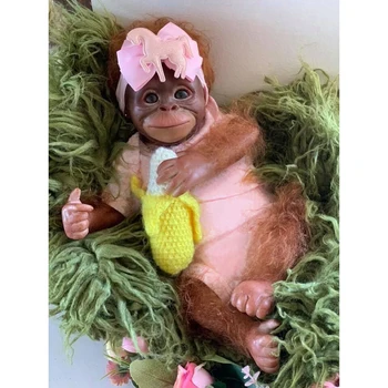 45 CM Reborn Bebek Maymun Gerçekçi Orangutanlar Yumuşak Dokunmatik Topluca Yumuşak Vücut Bebek Tahsil Sanat Oyuncaklar Yetişkinler için oyuncak bebekler