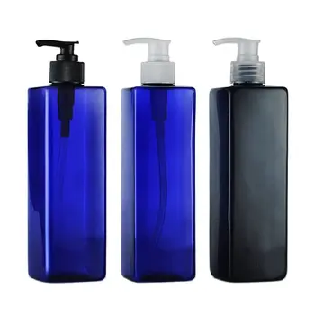 500 ML X 20 Siyah Mavi PET Losyon pompa şişesi Plastik Kozmetik Konteyner, Boş Şampuan Alt şişeleme, uçucu yağ Şişeleri