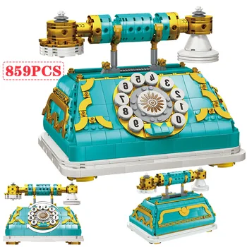 859 Adet Arkadaşlar Simülasyon Retro Telefon Sabit Modeli Yapı Taşları Mobilyalar Dekorasyon Tuğla Oyuncaklar Çocuk Hediyeler İçin