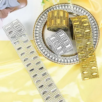 90Cm Altın Gümüş Elmas file rulo Akrilik Düğün Doğum Günü Partisi Dekoru DIY Masa Kek Rhinestone Wrap Kristal Kurdela Tül