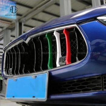 ABS 3 renk Ön İzgara İzgaralar Trim Şeritler Kapak Performans dekorasyon Çıkartmaları 2014 2015 2016 2017 Maserati Ghibli için