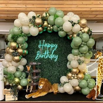 Adaçayı Yeşil Balon Kemer Garland Kiti Mutlu Doğum Günü Dekorasyon Bebek Duş Kum Beyaz Düğün Sevgililer Parti Balonlar Malzemeleri