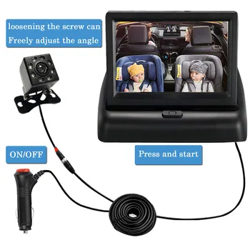 Araba iç aksesuarları bebek izleme monitörü monitör 170 derece yüksek çözünürlüklü kamera İÇİN bebek arabası Ayna kafalık araba monitör