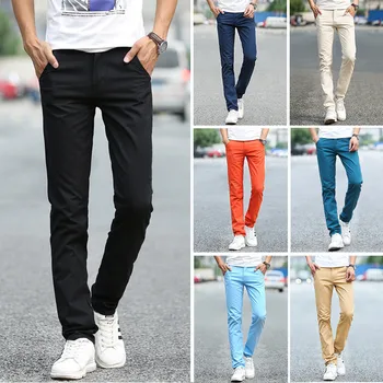 Bahar gündelik erkek pantolonları erkek Kore İnce Çok Renkli Pamuklu Rahat Joker Uzun pantolon