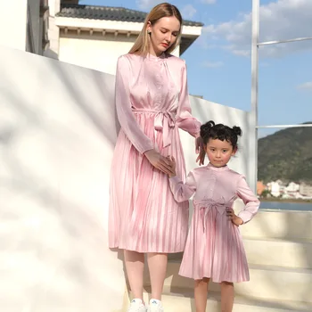 Bahar Sonbahar Anne Kızı Eşleşen Elbiseler Anne Kızlar Aile Eşleşen Kıyafetler Yaz Anne Kızı Elbise Elbise 