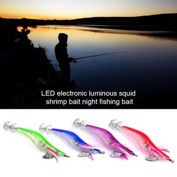 Balıkçılık Lures Çok Eklemli Yem LED Elektronik Aydınlık Kalamar Ve Karides Yem Gece Balıkçılık Yem LED Elektronik Aydınlık Balık