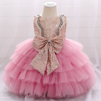 Bebek Kız doğum günü elbiseleri Sparkly Sequins İlmek Prenses Çiçek Kız Elbise Düğün Parti Toddlers Vaftiz Elbise Çocuklar Vestido