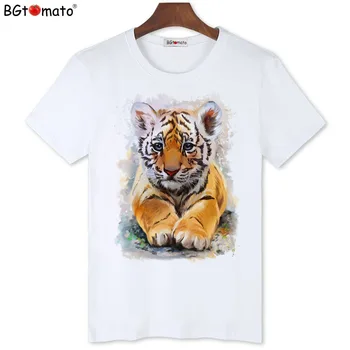BGtomato gerçek fotoğraflar 3D t shirt kaplan baskı moda yaz en tees Orijinal marka kaliteli rahat T-Shirt