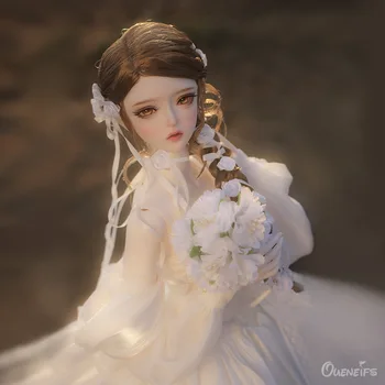 BJD Bebek Qing 1/3 Beyaz Saten düğün elbisesi Modelleme Yüksek Kaliteli Sanat Oyuncaklar Sürpriz Hediye Kız İçin