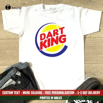 Dart Kral T Shirt Komik Dart 180 Pub Takım Kulübü Bira Burger Parodi Hediye Üst Tee Gömlek Özel yetişkin Genç unisex unisex