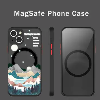 dağ gündoğumu Telefon Kılıfı İçin iPhone 13 12 Mini Pro Max Mat şeffaf Süper Manyetik MagSafe Kapak
