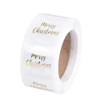 DIY 500 adet / rulo Yuvarlak Şeffaf Merry Christmas Çıkartmalar Kart Kutusu Paketi Etiket Sızdırmazlık Çıkartmalar Düğün Dekor Kırtasiye Sticker