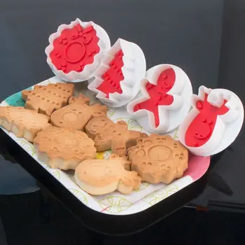DIY Fondan Kek Aracı Plastik Pişirme Kalıp Noel Bisküvi Kalıp 3D kurabiye kesici Damga Kalıp
