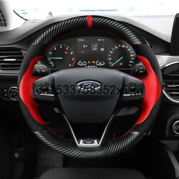 DIY özel deri iç özel araba direksiyon kılıfı Ford focus Mondeo Kenar Escort Kuga araba aksesuarları
