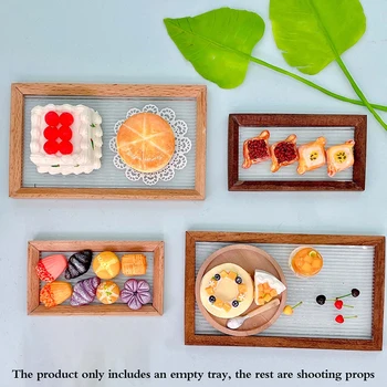 Dollhouse Minyatür Gıda Kesme Tahtası Mutfak Aksesuarları Mini Ahşap Tepsi Minyatür Pişirme Tepsisi Bebek seramik karo
