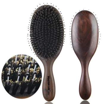 Doğal Domuzu Kıl Saç Fırçası Masaj Tarak anti-statik Saç Derisi iğneli fırça Kayın Ahşap Saplı Saç Fırçası Şekillendirici Aracı