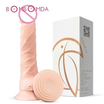 Dönen sallanan yapay penis vibratör 8 hız kablosuz uzaktan kumanda titreşimli yapay penis ısıtma simülasyon Penis kadınlar için mastürbasyon