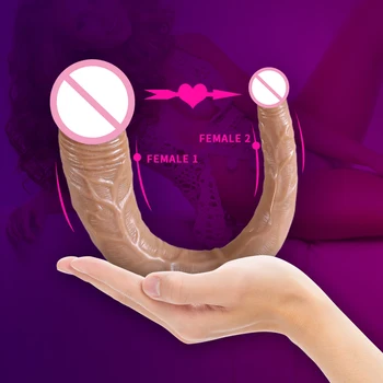 Gerçekçi Çift Yapay Penis Kadınlar için Lezbiyen Oyuncaklar Kadın Mastürbasyon Seks Araçları Büyük Siyah Dick Anal Penis Yetişkin Erotik Penis
