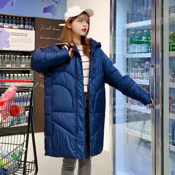 Giyim Mont ve Ceketler Kadınlar için Parlak Uzun Hiçbir Yıkama Yeni Pamuk Kore Versiyonu Gevşek
