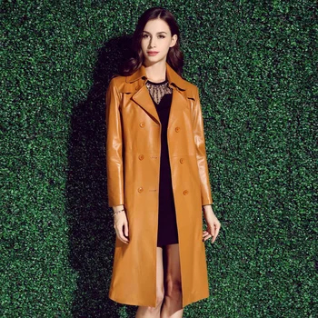 Hakiki Deri Ceket Bahar sonbahar ceketi Kadın 300 % Gerçek Koyun Derisi Ceket Kadın Uzun trençkotlar Chaqueta Mujer BENİM