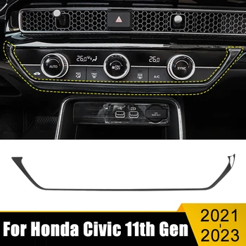 Honda Civic için 11th Gen 2021 2022 2023 Paslanmaz Araba Merkezi Kontrol Trim Paneli Kapak Koltuk ısı Düğmesi Çerçeve Sticker Aksesuar