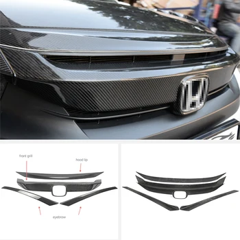 Honda için 10th Nesil Civic FC OE Stil Karbon Fiber Ön ızgara kapağı Ve Kaput Dudak Fiber Kaş Göz Kapağı Sopa Tipi