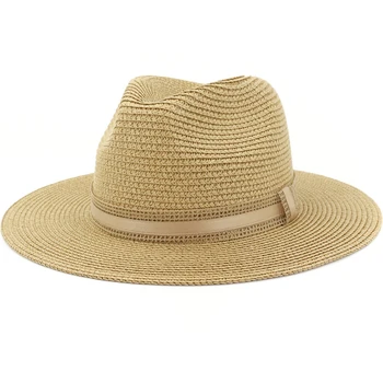 HT3646 Panama Şapka Erkekler Yeni Hasır Caz Şapka Fedoras Kadınlar Açık Rahat Güneş Koruma Yaz plaj şapkası Unisex Geniş Ağız Plaj Kap