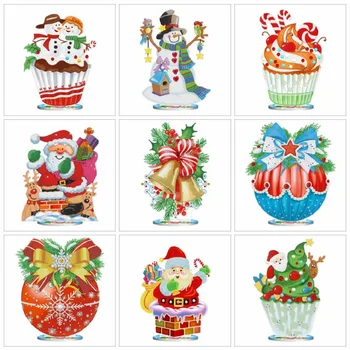 HUACAN 5D DIY Elmas Boyama Masaüstü Dekorasyon Mozaik Kardan Adam Özel Şekilli Nakış Noel Baba Noel Dekorasyon