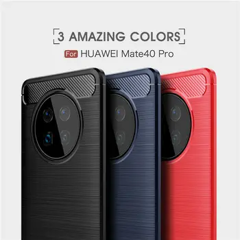 Huawei Mate için 40 Pro Darbeye Hibrid Karbon Fiber Mat TPU Kılıf Kapak Gelişmiş Iş Zarif Stil