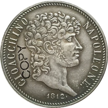 Italyan devletleri 1812 5 Lire - Joachim Murat kopya paralar