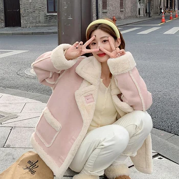 Kawaii Kadın Ceketler Sıcak Japon Tiki Tarzı Tatlı Pembe Ceket Lolita Kız Rahat Kış Dış Giyim Bayanlar Zarif Palto
